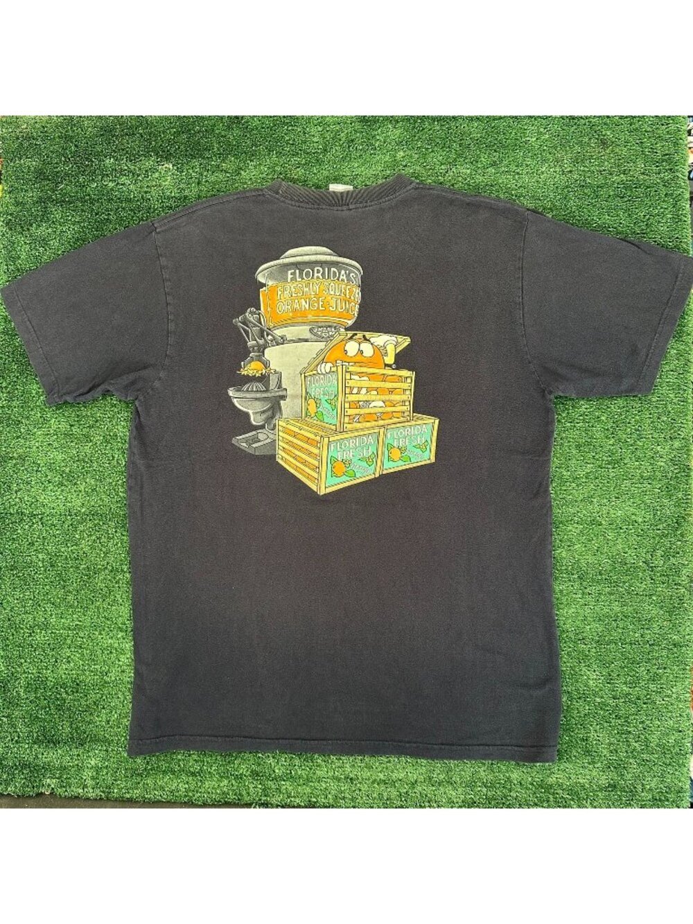 Vintage Y2K M&M's World Orlando T-Shirt Funny Florida Orange Juice Humor Navy L